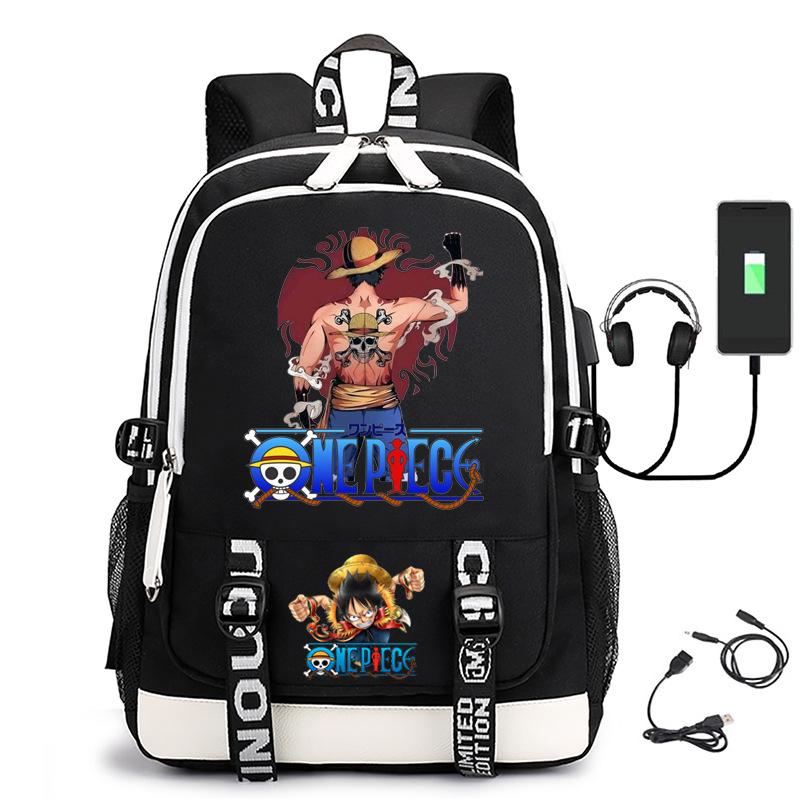 Хит продаж Рюкзак ONE PIECE Луффи с USB-зарядкой, большая вместимость