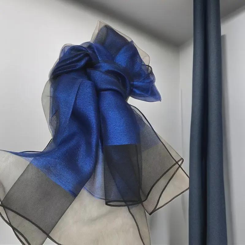 Elegant Imitation Silk Scarf - Solid Color, Sun Protection, Fashionable Female Shawl, Long and Simple Design