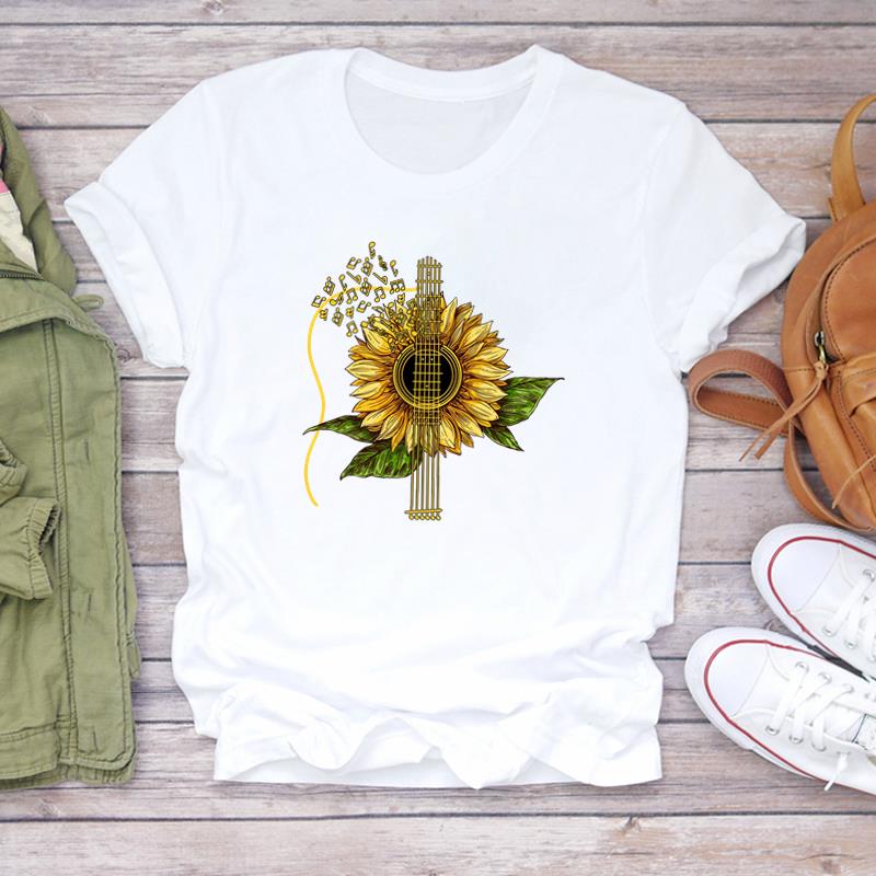 (Азиатский размер) Футболка, верхняя одежда, милый цветочный тренд, милая женская футболка с коротким рукавом и принтом, женская модная футболка, повседневная футболка с рисунком