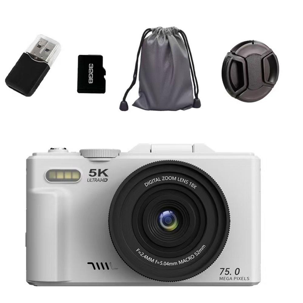 5K HD Flip Screen Camera WD08 with WiFi, Autofocus, Beauty Filters, Retro Mirrorless Design.