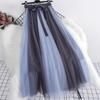 High-waisted Women Mid-length Color Block Gauze Skirt Multilayer Stitching Large Size Skirt Female