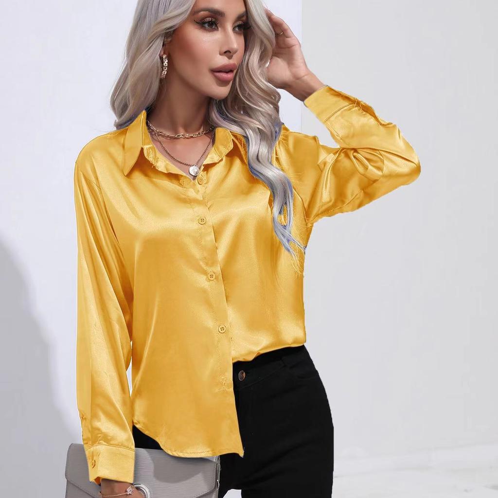 Женская простая блузка, весенний новый кардиган с V-образным вырезом, свободная рубашка с длинным рукавом и пуговицами