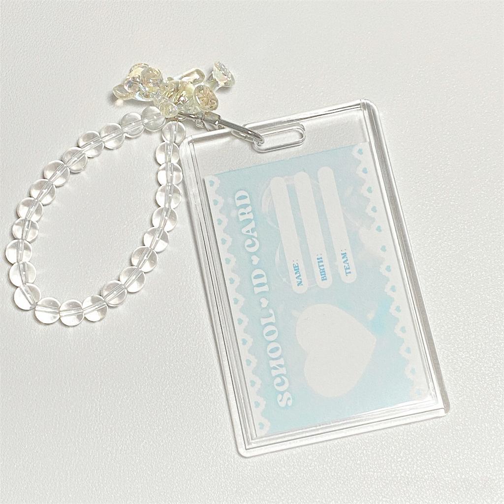 Kawaii 3-дюймовый держатель для фотокарт Kpop, акриловый кристалл, кредитный ID, держатель для фотобанковской карты, защитный чехол для автобусной карты, подвеска-брелок