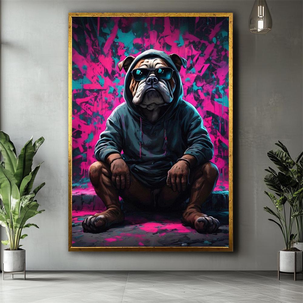 Graffiti Animal Dog Oil Painting Print Graffiti Abstract Canvas Painting Vintage Modern Portrait Wall Art Poster Bedroom Decor