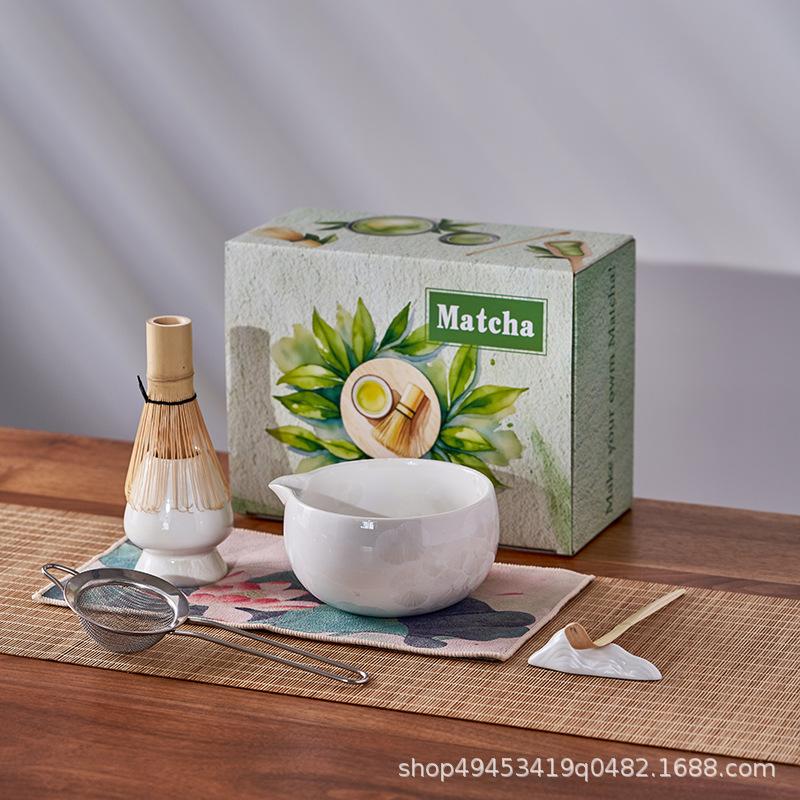 7 шт./комплект Японская Керамическая Подарочная Коробка для Матча Набор Чайного Матча с Венчиком и Чашей Роскошная Кофемолка Щетка Чайные Инструменты Держатель