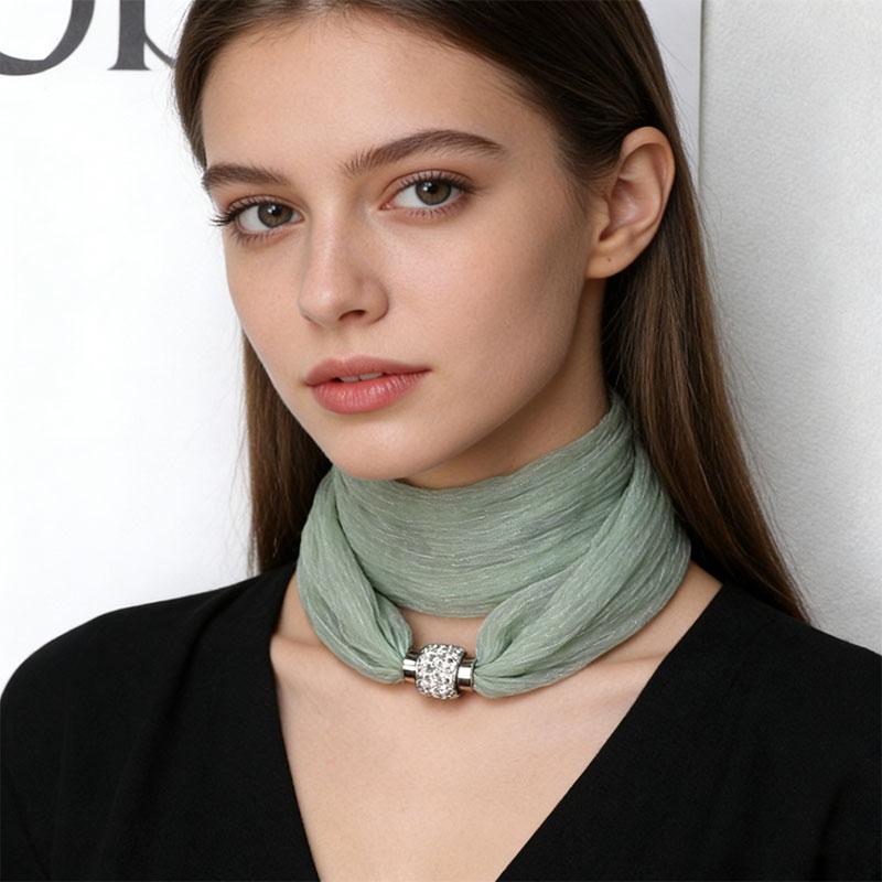 1 шт. Магнитная застежка Текстура Однотонный Универсальный шарф Модные тканевые аксессуары Тонкая версия Шифоновая пряжа