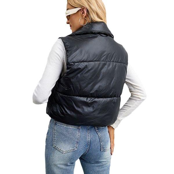 Жилет женский осенне-зимний однотонный ветрозащитный теплый жилет на шнурке с воротником-стойкой, куртка без рукавов