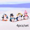 4pcs/set DIY Crafts Mini Winter Penguin Miniature Figurine Christmas Figures