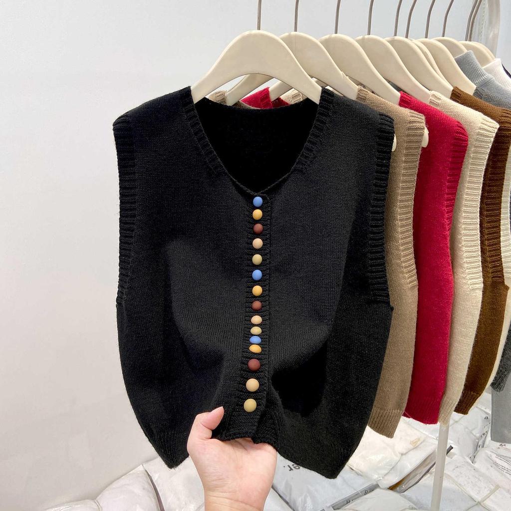 Корейский стиль Радужный ангорский вязаный кардиган жилет для женщин - весна 2025