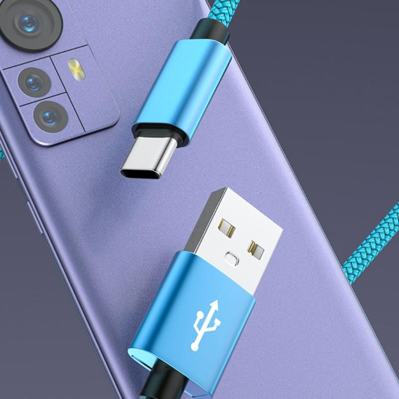 Плетеные кабели для зарядки телефона USB C Быстрая зарядка 3A Power Delivery 100 Вт 480 Мбит/с Передача данных для нескольких устройств