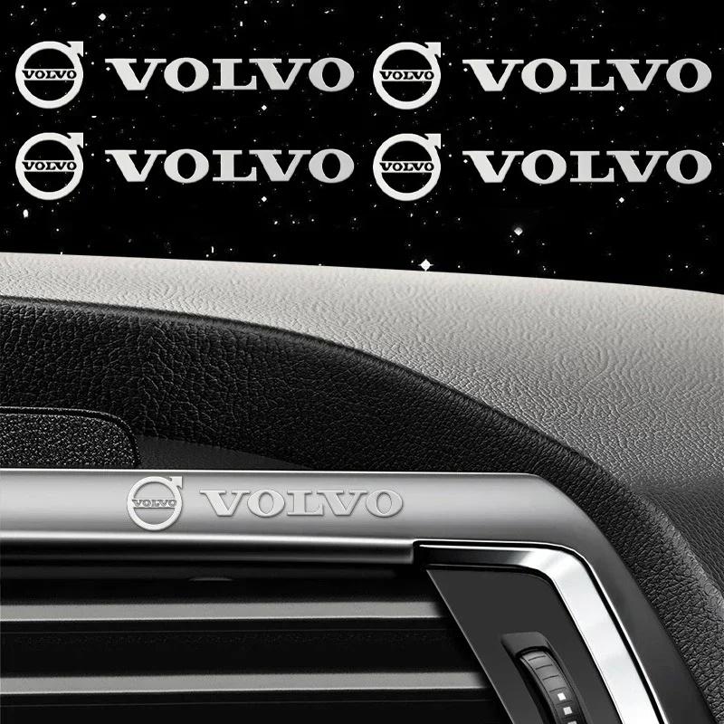 Металлические наклейки с логотипом Volvo для интерьера автомобиля - 4 или 8 штук