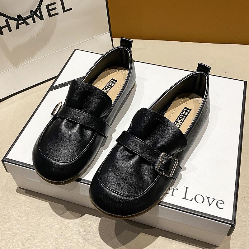 Большие размеры Квадратная головка Мягкая подошва Яйцо-ролл Туфли Женские плоские туфли Bean Slip-on 2024 Весна и осень Новые повседневные лоферы