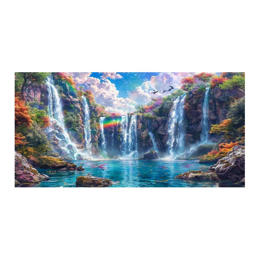 Diamond Mosaic Rainbow Waterfall Scenery Large Size Diy Diamond Painting Full Drill Landscape Jewelry Cross Stitch Picture Wall Decor