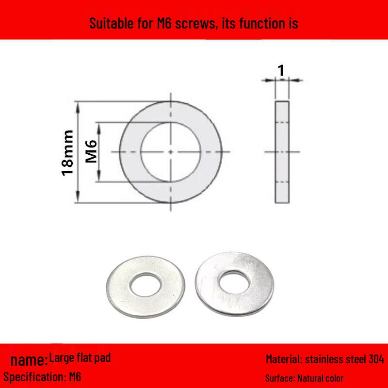 Galvanized/Stainless Steel Flat Washer Spacer - Sizes: M3, M4, M5, M6, M8, M10, M12