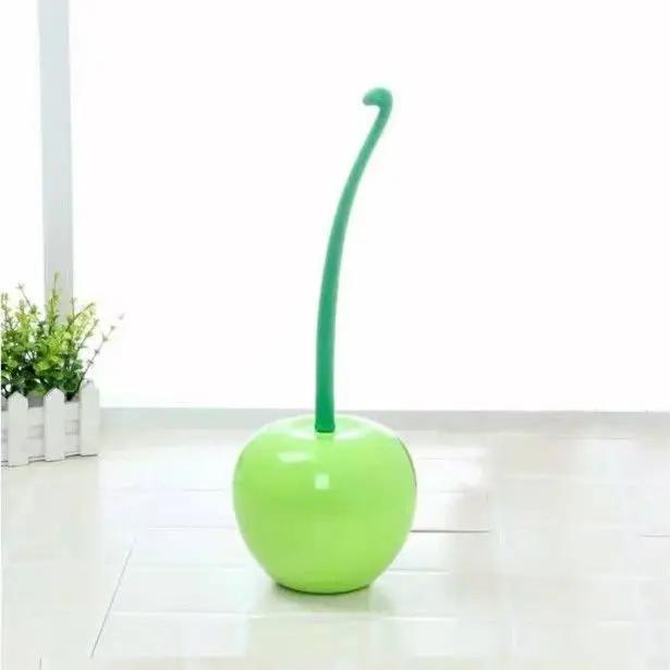 1pc - Creative Cherry Shaped Toilet Brush Set Long Handle Replaceable Nylon Soft Bristle Accessories Bathroom Corner Cleaning