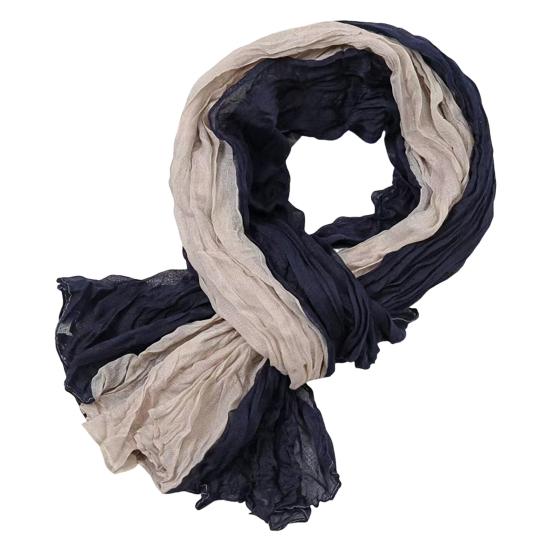 Ladies Shawl Scarf Color-Blocking Pleated Design Versatile Scarf Autumn Winter Outdoors Commuting Long Scarf