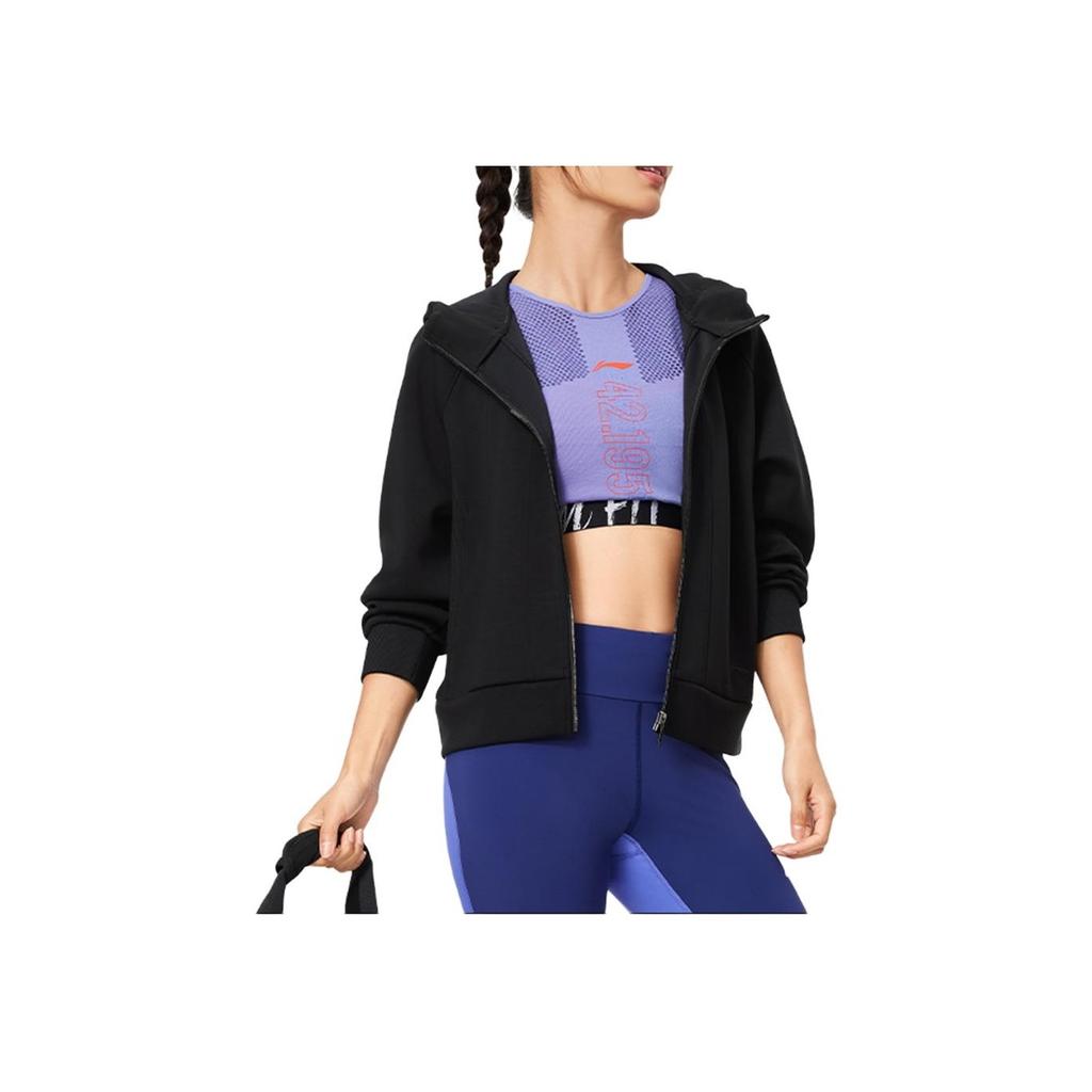 Li-Ning Fitness Series Soft Stretch Breathable Jacket Women Jackets Black AWDU148-4