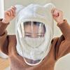 Children Hat with Soft Bear Ears Anti-Fog Lenses Fluffy Plush Windproof Detachable Lenses Cold-resistant Winter Hat