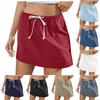 Женская летняя эластичная однотонная свободная короткая юбка с завязками