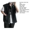 Men Summer Denim Vest Coat Lapel Sleeveless Solid Color Denim Waistcoat Single Breasted Large Pockets Design Washed Cargo Waistcoat