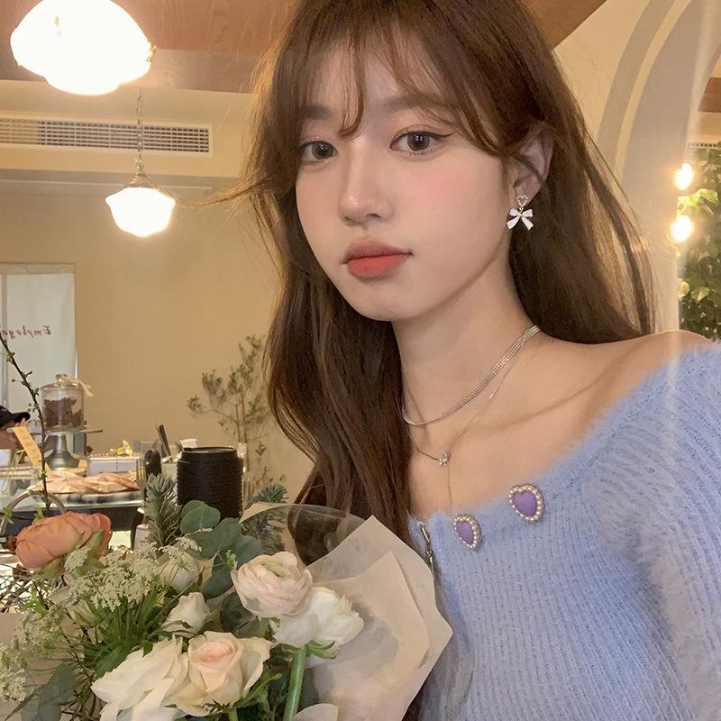 Sweet Pearl Heart Bow Stud Earrings S925 Silver Needle - 2022 Spring/Summer Collection