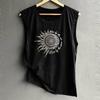 Новые женские повседневные свободные жилеты без рукавов с принтом Солнца и Луны