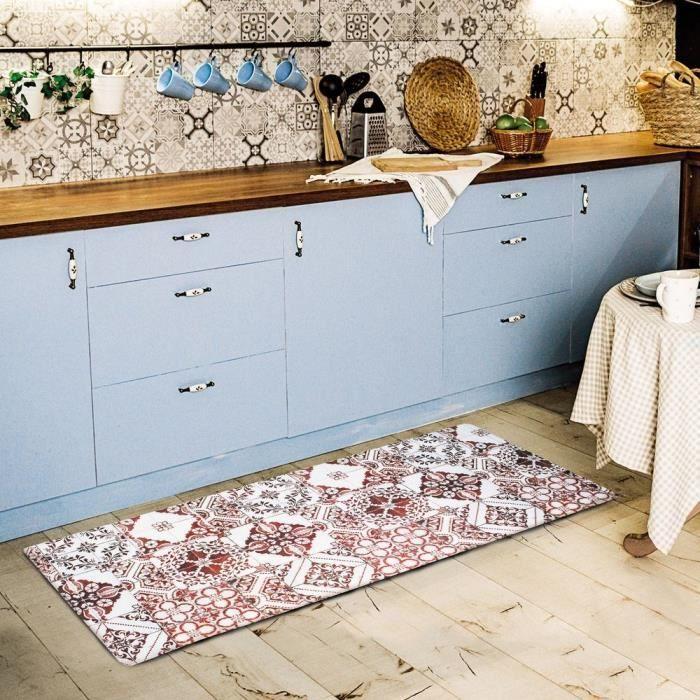 Кухонный ковер азулежу - 45 x 120 см - красный