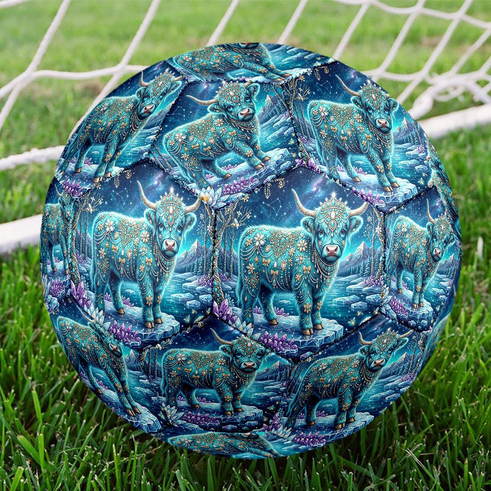 1pc Fantasy Bull Winter Theme Soccer Ball Football, Size 5, Lightweight PVC, Outdoor Training Soccer Ball,Sports Gift t61475