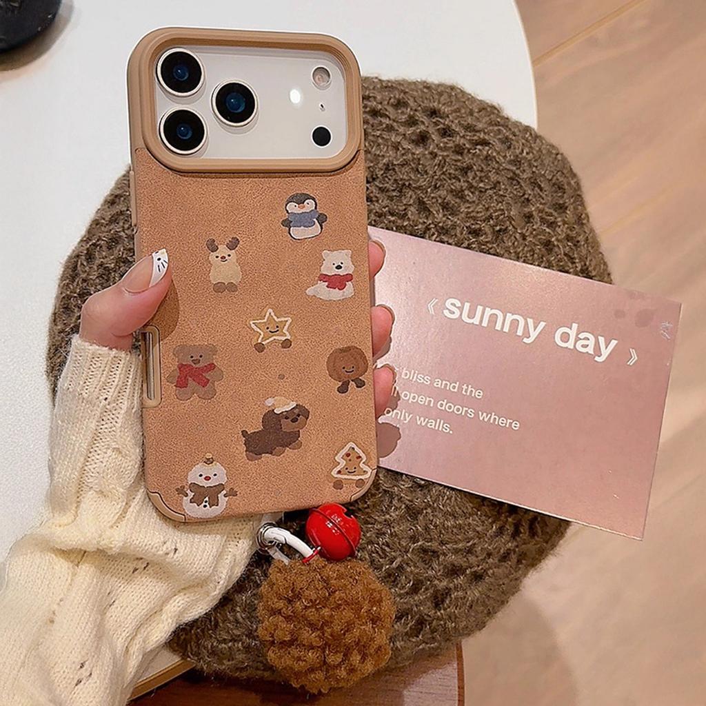 Autumn and Winter Small Animals for Apple 17 Mobile Phone Case 15/14 Leather for Redmi K80 Protective Cover Brown 16 High-end