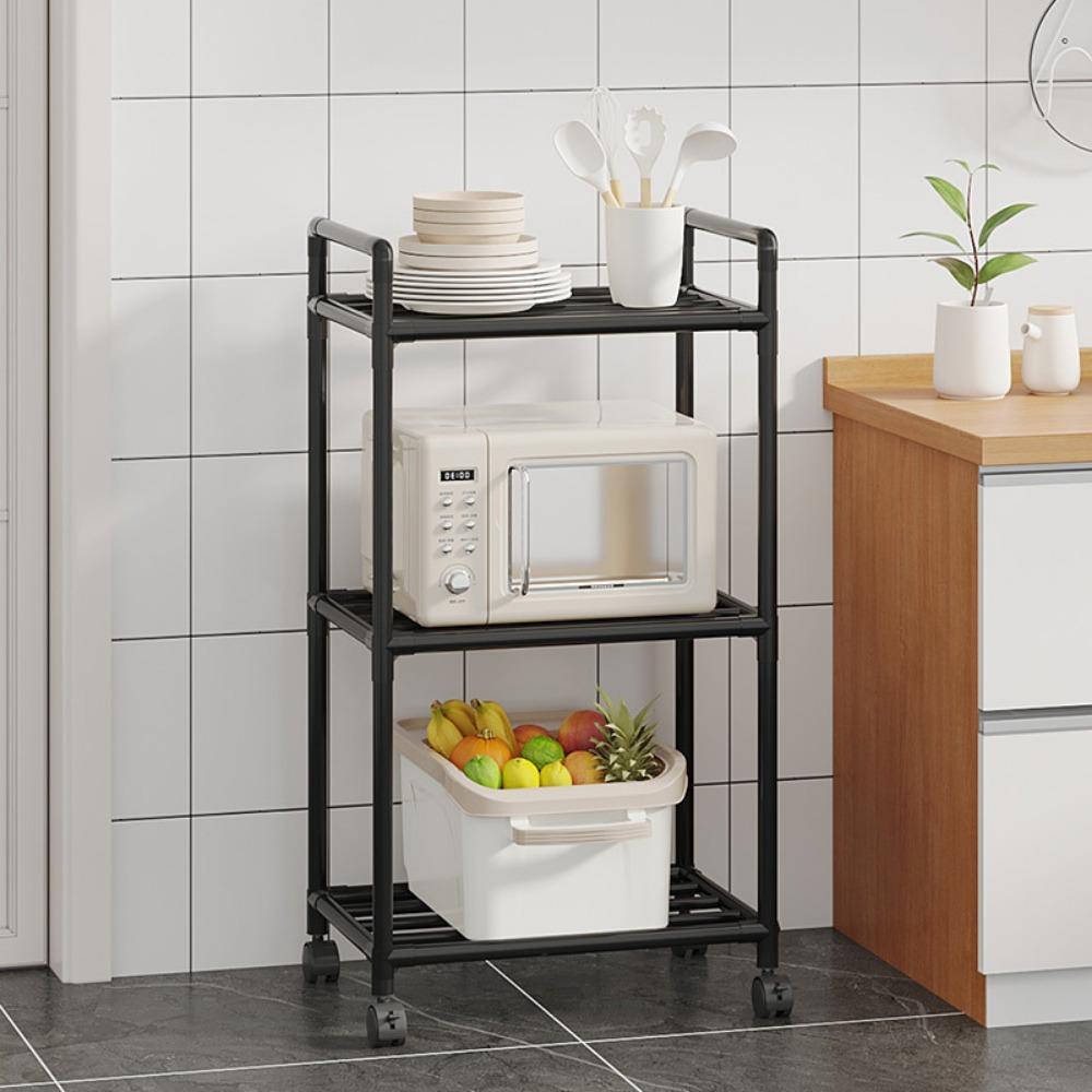 Multi-Layer Kitchen Rack Floor Standing Bathroom Storage Shelves Without Punching Holes Household Multi Layer Kitchen Storage