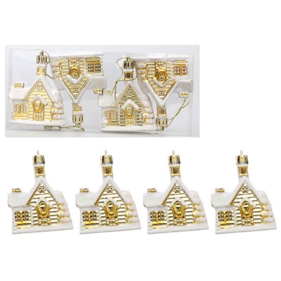 4 шт. рождественские подвески в форме снега, уютный дом, новогодний гальванический орнамент для рождественской елки, многоразовые подвески из нержавеющей стали, праздничный подарок