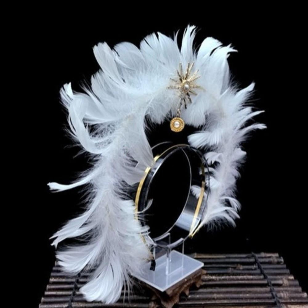 Dress Up Props Feather Halo Crown Headband Double Layer Wing Hair Hoop Christmas Party