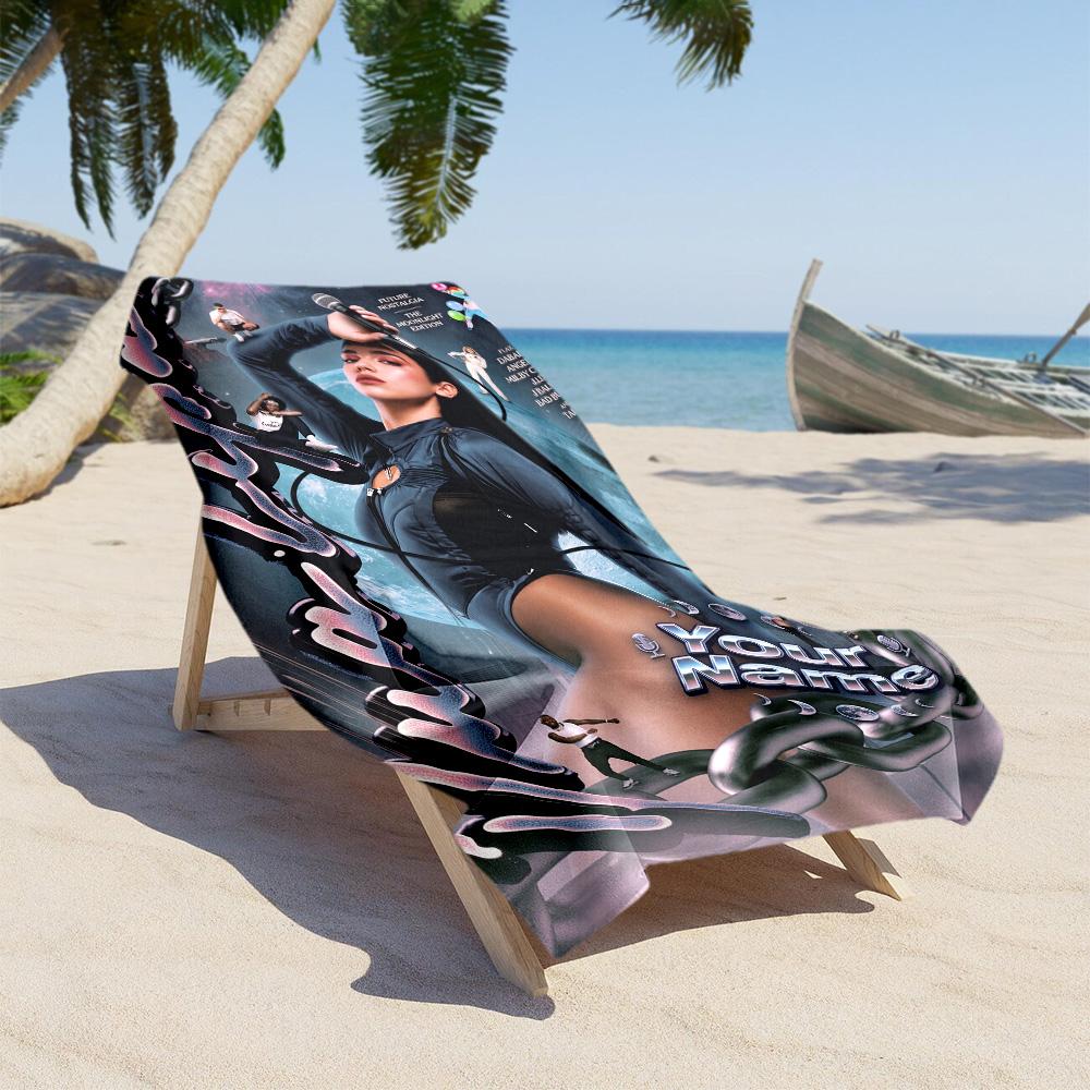 Dua Lipa Customized Name Beach Towel Quick-Dry Soft Microfiber Perfect for Traveling Yoga Camping and Swimming