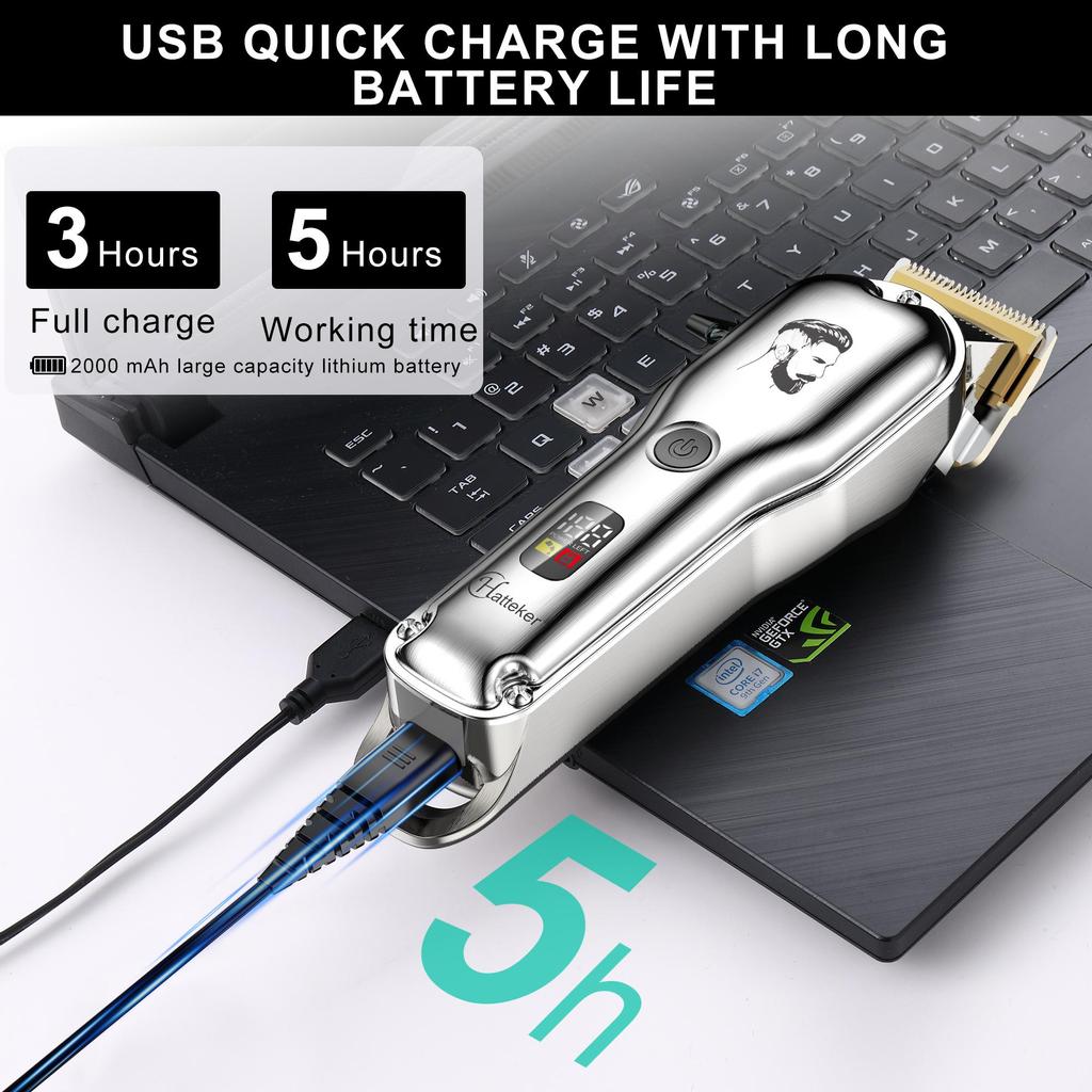 Машинка для стрижки волос с LСD-дисплеем профессиональная, 10 насадок