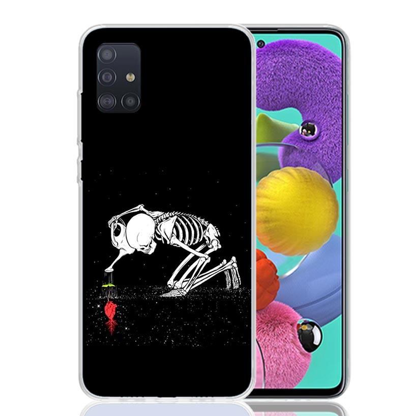 Human Skeleton Red Rose Phone Case for Samsung Galaxy A52 A51 A50S A12 A22 A32 A72 A10S A30S A31 A71 Note 20 Ultra 10 Plus S10 G