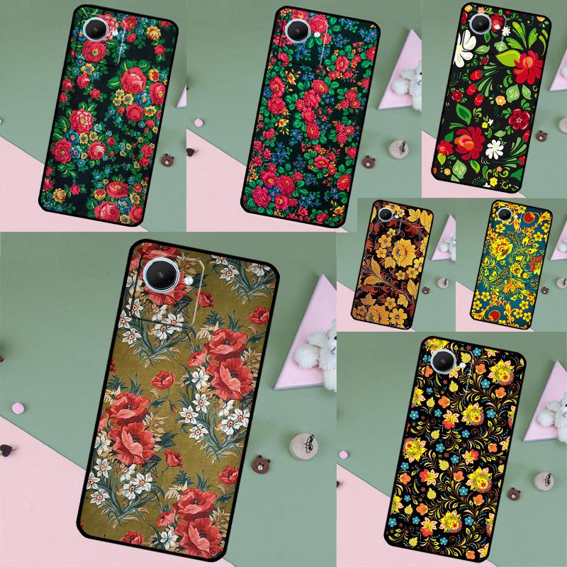 Russian Scarf Floral For Realme 15 Pro GT7 GT6 10 11 12 13 14 Pro Plus C75 C71 C65 C63 C61 C53 C67 C35 C55 Case