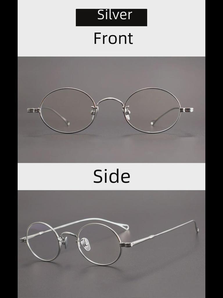 Круглая оправа для очков из чистого титана в стиле ретро M5-MOD01: Черный, маленький, подходит для людей с близорукостью