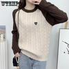 Crewneck Retro Korean Fried Dough Twists Sweater Women's Autumn and Winter New Thickened Loose Slouchy Style Pullover