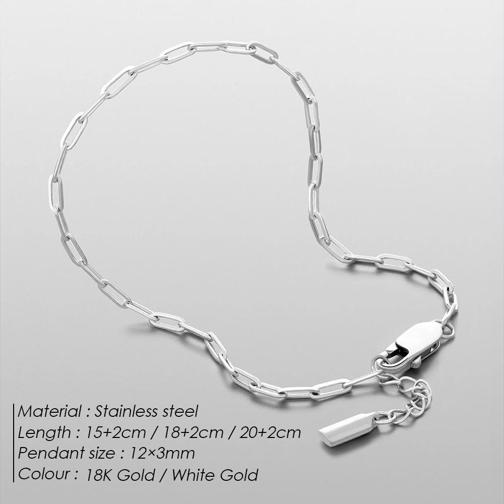 EMANCO Simple Men's Bracelet 2MM Stainless Steel Paperclip Chain Adjustable Fashion Accessories Birthday Party Gifts Direct