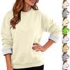 Women's Casual Fashion RoundNeck Pullover Top Winter Solid Color Plush Sweatshirt