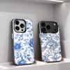 Сине-белый фарфоровый арт чехол для телефона iPhone 11, 12, 13, 14, 15, 16, 17, Pro, Max, Plus, E, Air, Mini IMD Матовый Черный