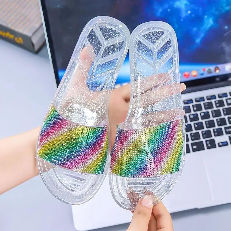 Fashion Clear Living Room Women's Slippers and Ladies Sandals Jelly Transparent Shoes Indoor Slides Home House Summer Footwear Pvc Vip