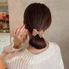 Cute Bow Knot Heart Hair Tie Solid Color Khaki Coffee Plush Hair Bands Women Girls High Elastic Rubber Ponytail Scrunchies