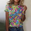 Summer Fashion BlouseWomen's T-Shirt Dragonfly Printed Top O-Neck Short Sleeve Fashion Tee Casual T Shirt Female Clothing