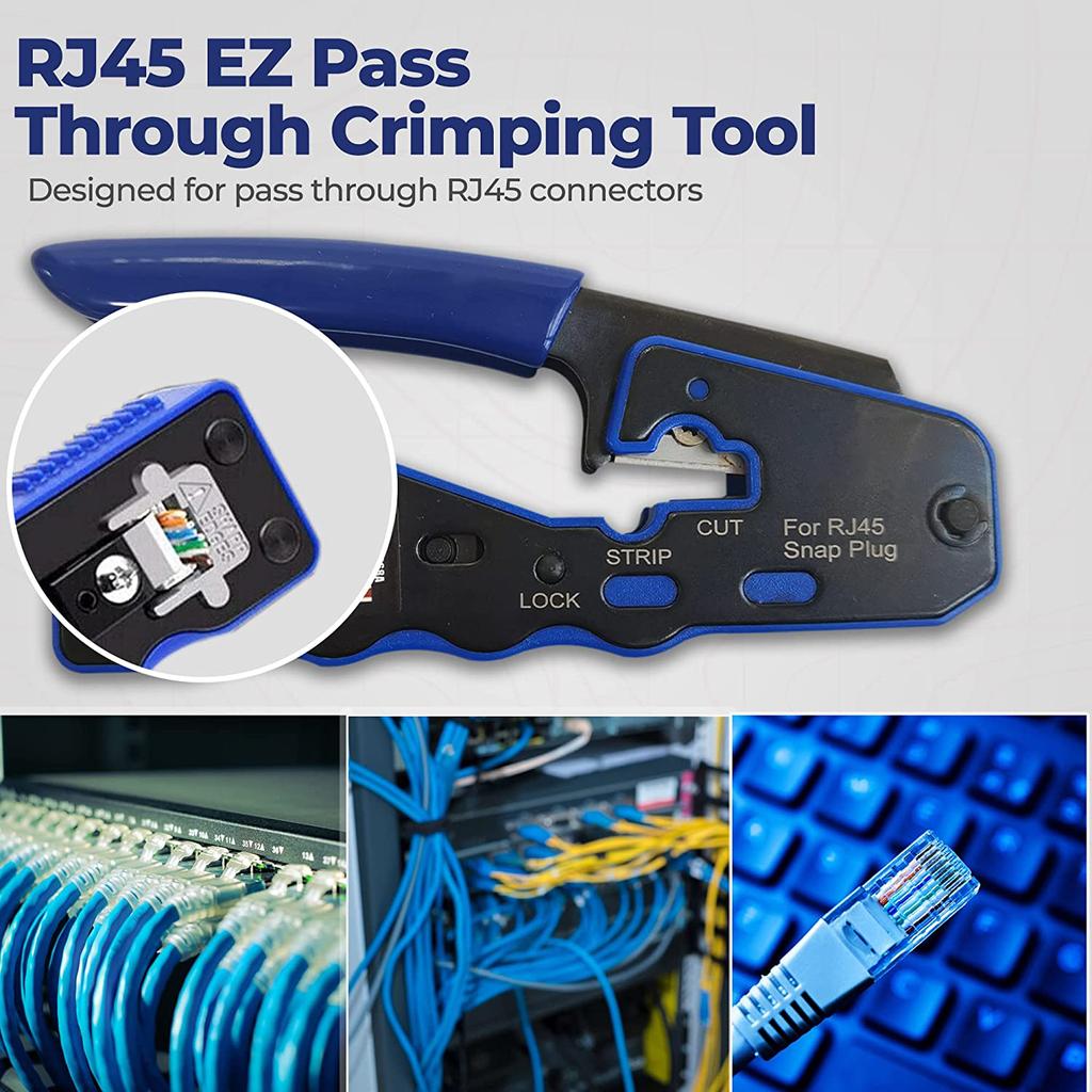1PC RJ45 Crimp Tool Pass Through Crimper Cutter for Cat6a Cat6 Cat5 8P8C Modular Connector Ethernet All-in-one Wire Tool