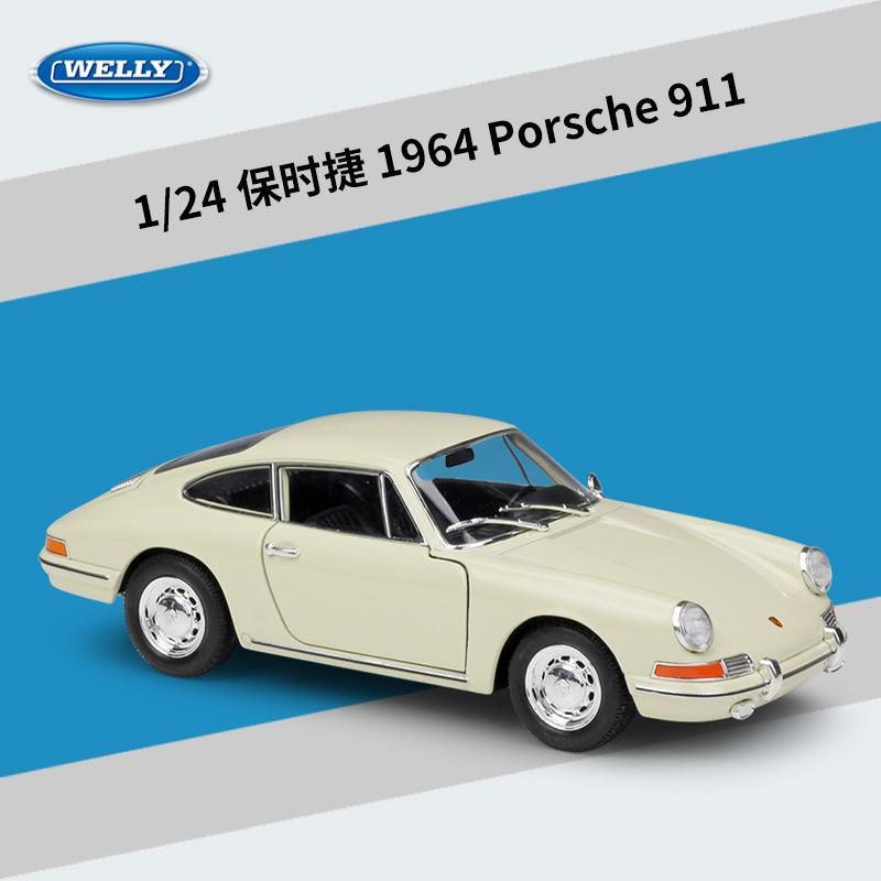 AKEZM1 WELLY 1:24 Scale 1964 Porsche 911 Classic First Generation - Alloy Die-Cast Model with Opening Doors, Collector's Display Gift