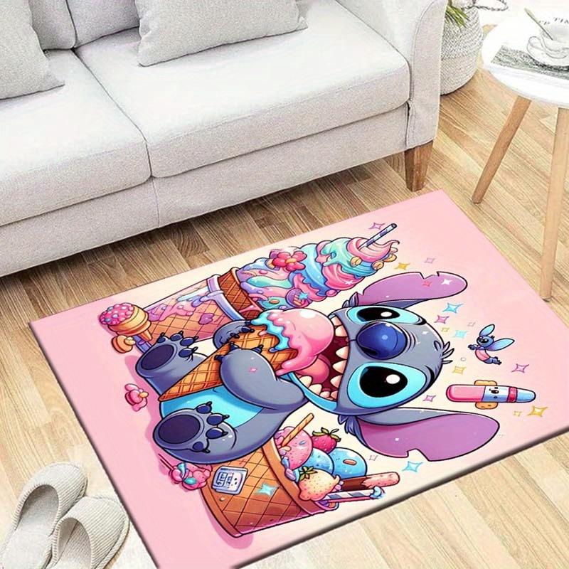 1pc Cute Stitch Pattern Area Rug Soft Flannel Floor Mat for Living Room,Office,Bedroom and Carpet
