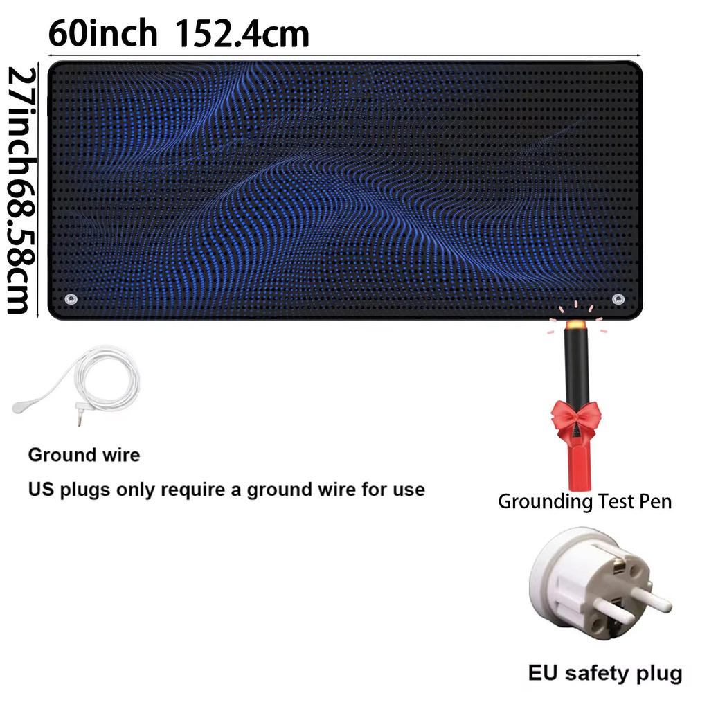 Grounding Mat for Bed, Earth Connected Sheets with Grounding Cord & Tester (Black, Queen)