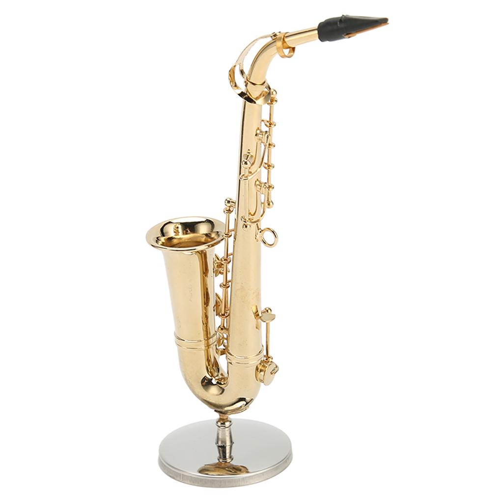 Mini Alto Saxophone Ornament Decoration Handmade Miniature Saxophone with Stand Tiny Alto Saxophone