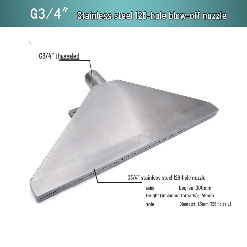 Stainless Steel & Aluminum Alloy Flat Fan Nozzle with 48-60 Widened Holes - High Pressure Universal Air Knife Nozzle